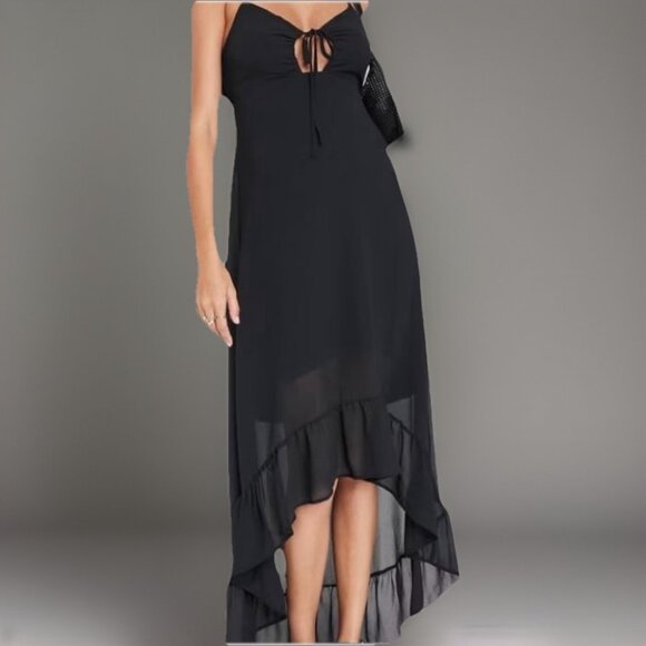 NWT ~ Wild Fable Spaghetti Strap High low Long Black Dress ~ Size Med - Picture 2 of 11